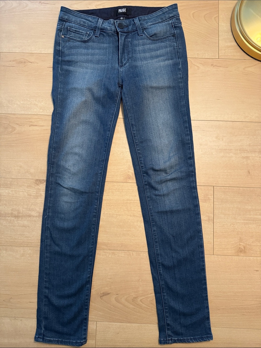 PAIGE Dark Blue Skinny Jeans with Subtle Fade
